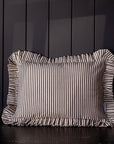 Brown and White Striped Ruffle Lumbar Pillow - Annie & Flora