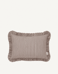 Brown and White Striped Ruffle Lumbar Pillow - Annie & Flora