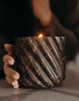 Brown Emperador Marble Candle Vessel - Annie & Flora