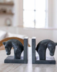 Hand Carved Stone Horse Bookends - Annie & Flora