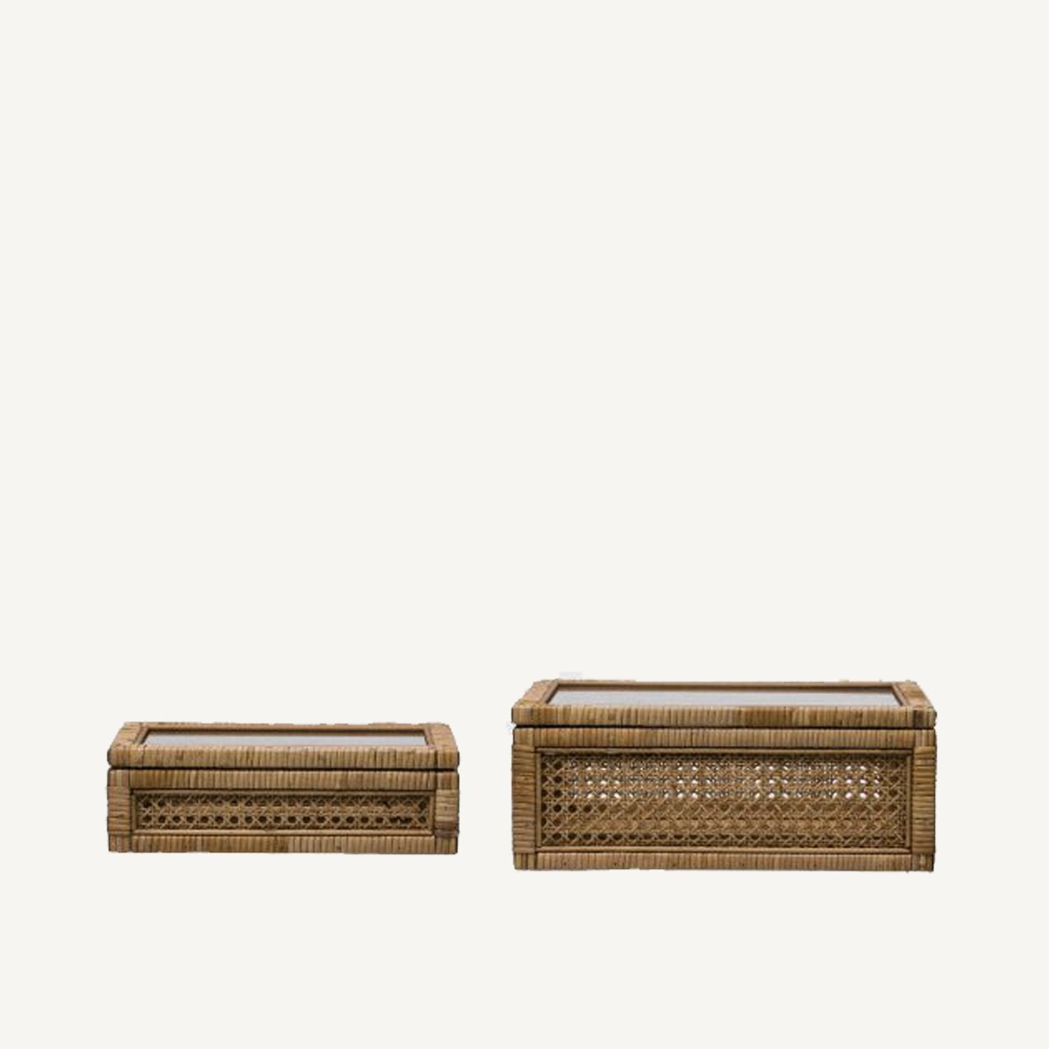 Rattan &amp; Wood Display Boxes - Annie &amp; Flora