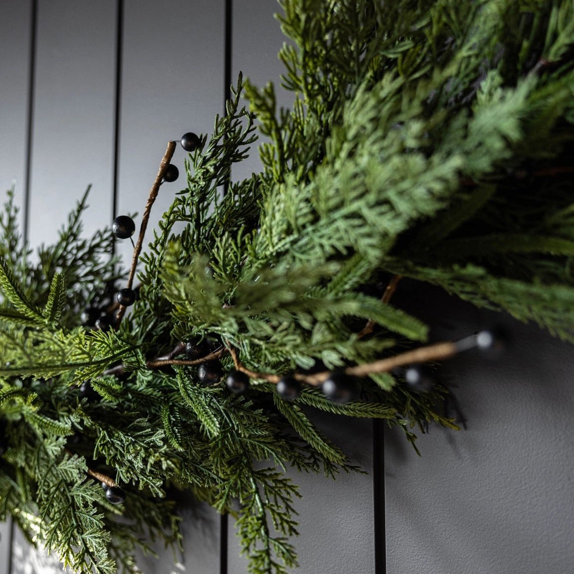 72" Navy Plum Berry Norfolk Cypress Garland - Annie & Flora