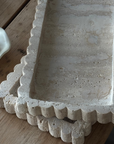 Travertine Scalloped Rectangular Tray
