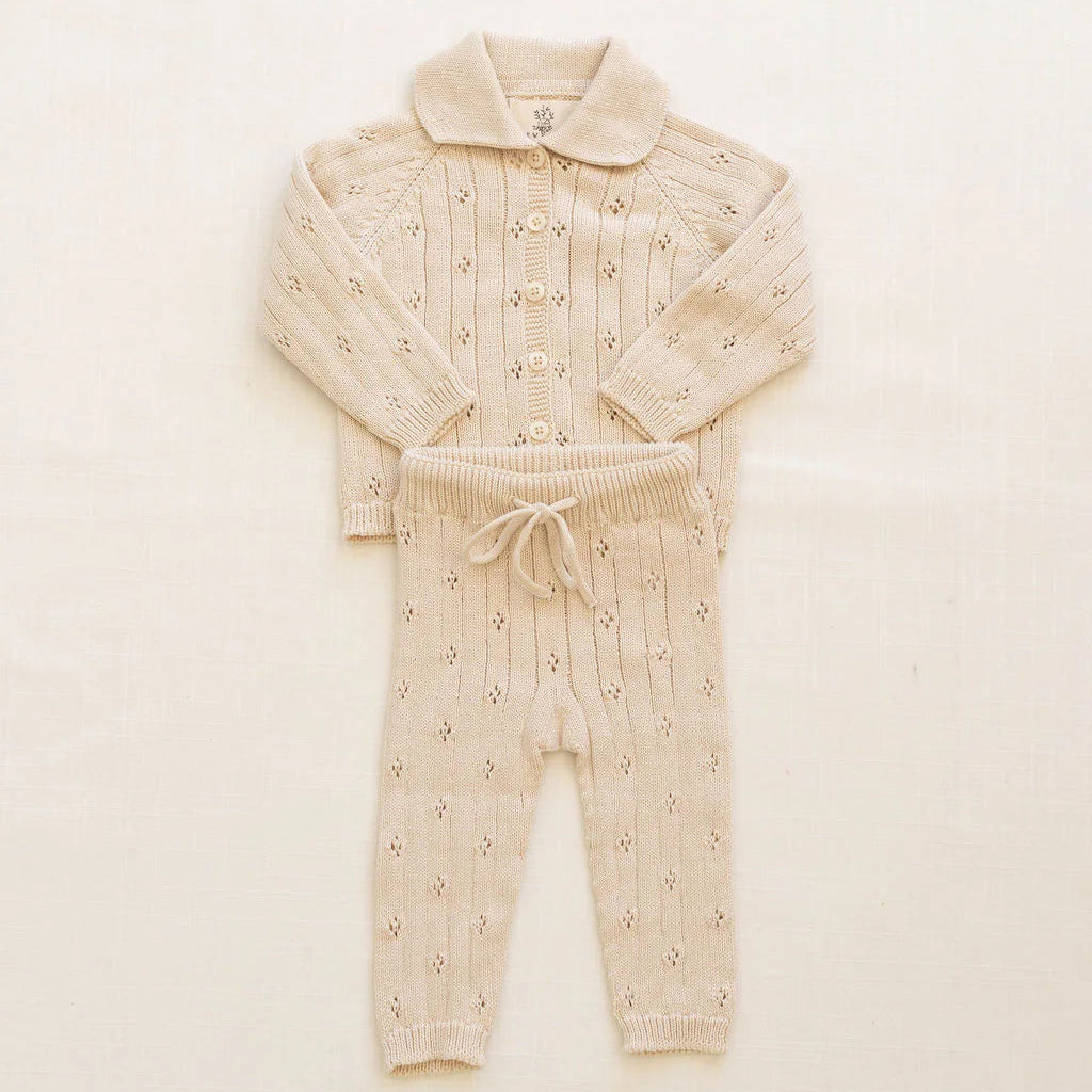 Knit Pointelle Pant in Sugar