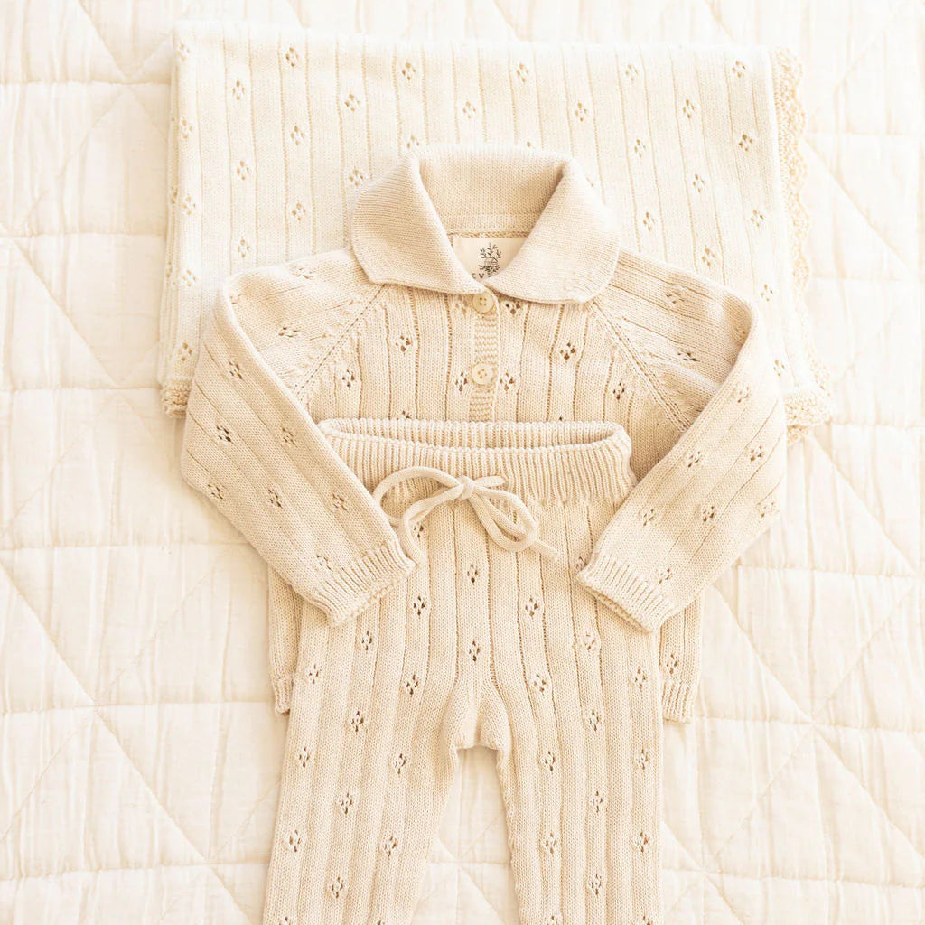 Pointelle Knit Blanket in Sugar
