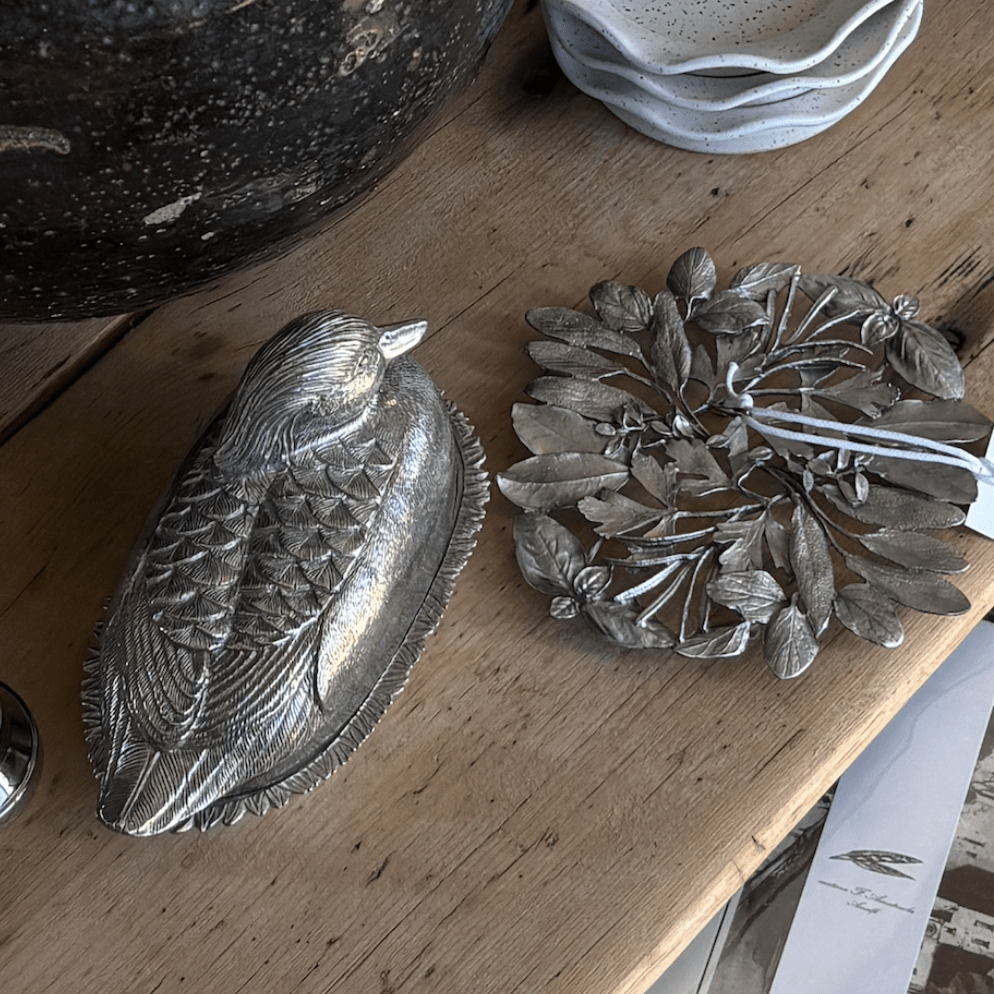 Antique Pewter Herb Trivet - Annie & Flora