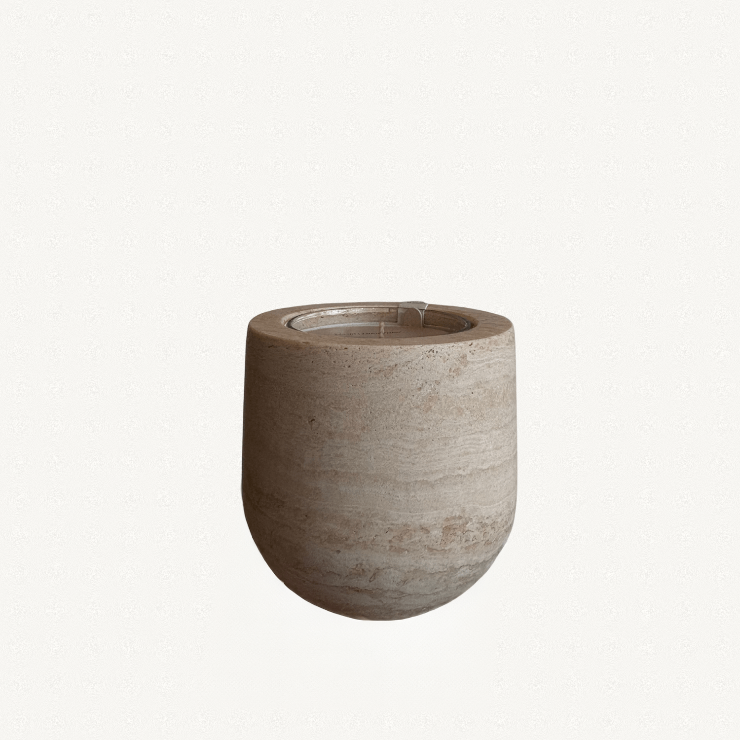 Beige Travertine Candle Vessel - Annie & Flora