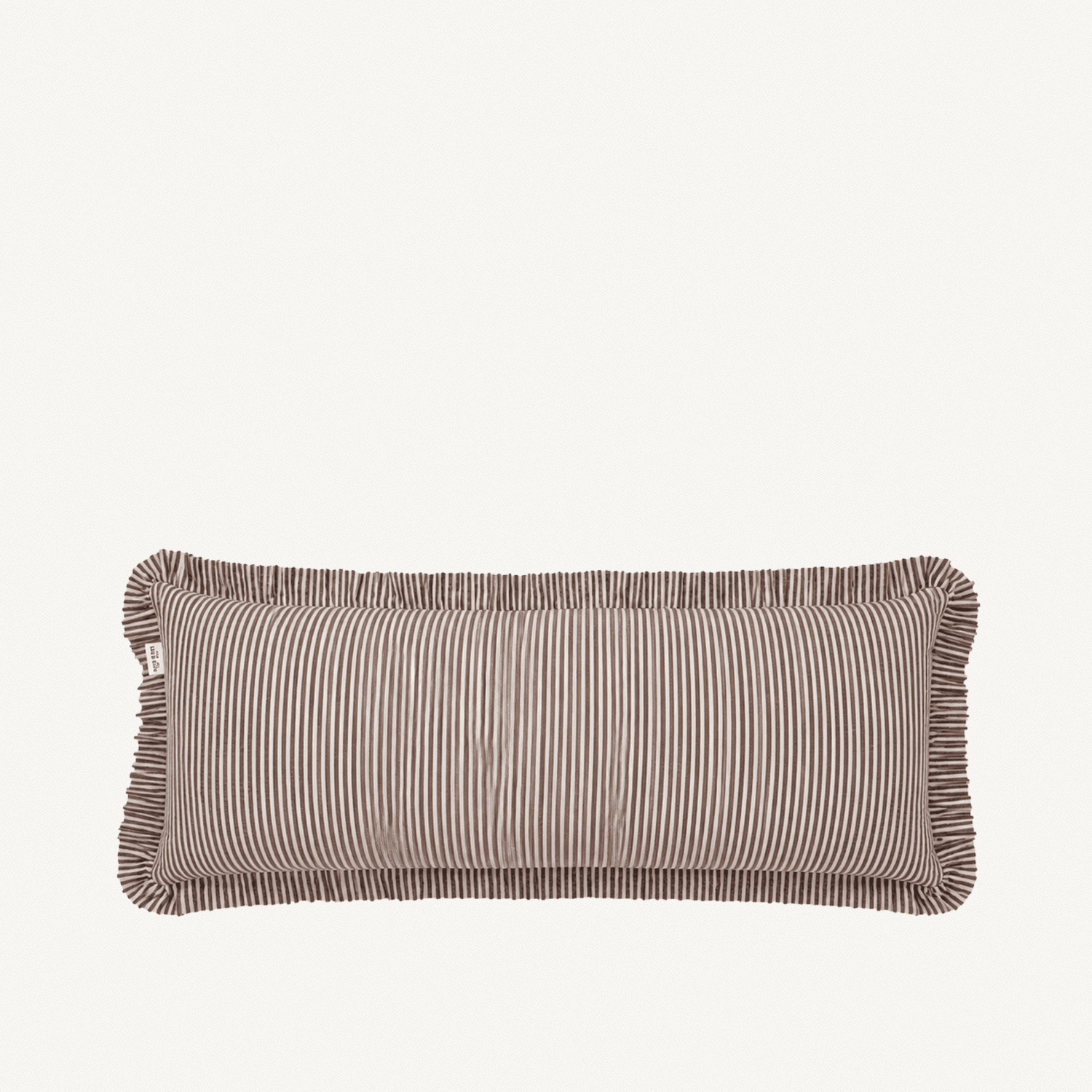Brown and White Striped Ruffle Bolster Pillow - Annie & Flora