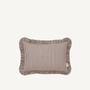 Brown and White Striped Ruffle Lumbar Pillow - Annie & Flora