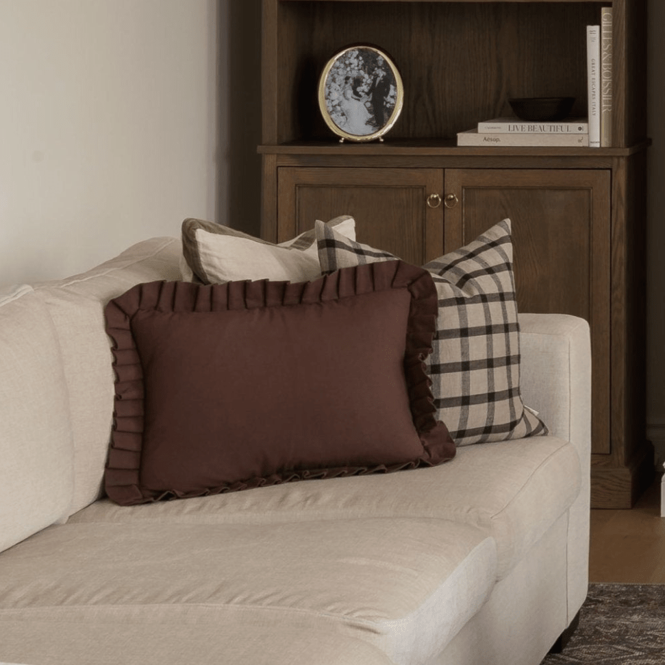 Brown Lumbar Ruffle Pillow - Annie & Flora