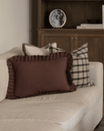 Brown Lumbar Ruffle Pillow - Annie & Flora