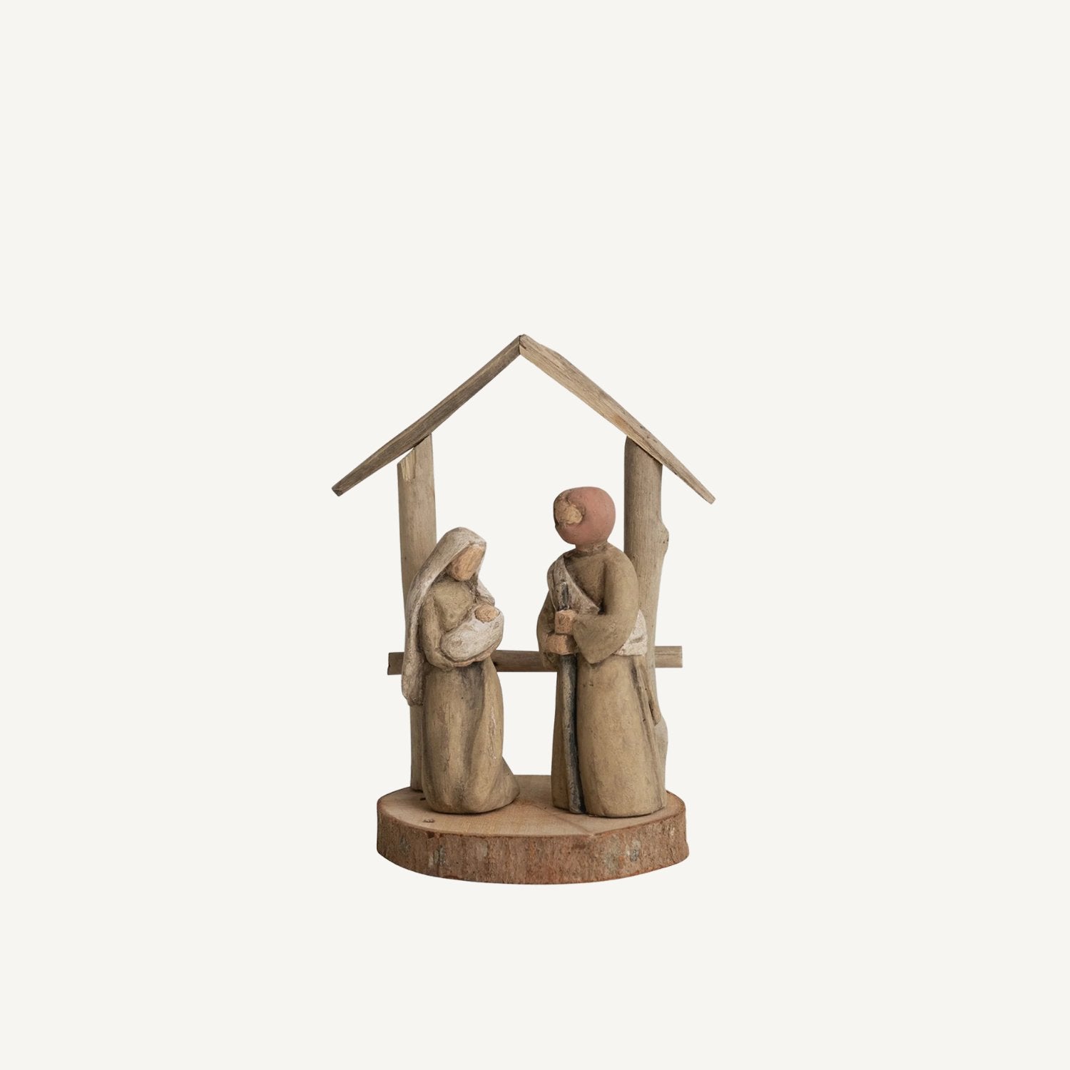 Driftwood & Paper Mache Nativity Scene - Annie & Flora