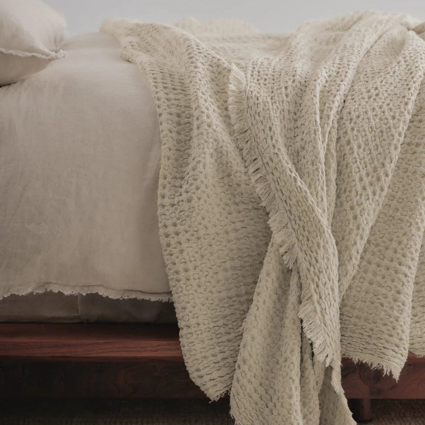 Flocca Linen Blanket in Sable - Annie & Flora