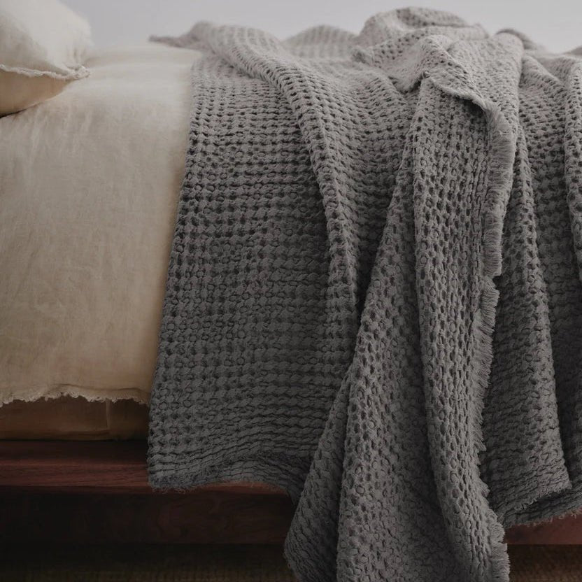 Flocca Linen Blanket in Tempest - Annie & Flora