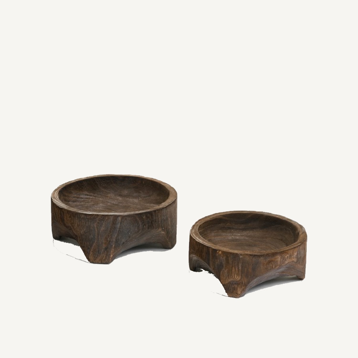 Footed Burned Wood Bowl - Annie & Flora