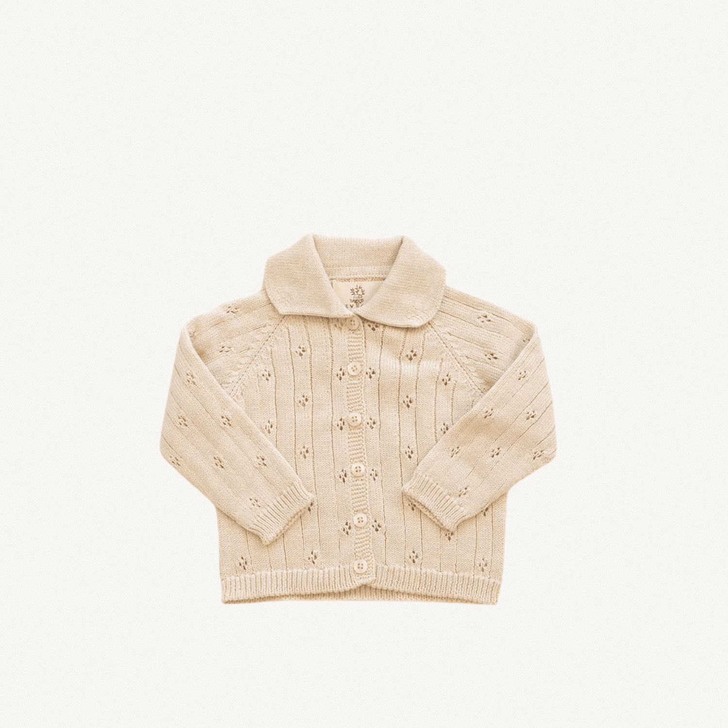Knit Pointelle Cardigan in Sugar - Annie & Flora