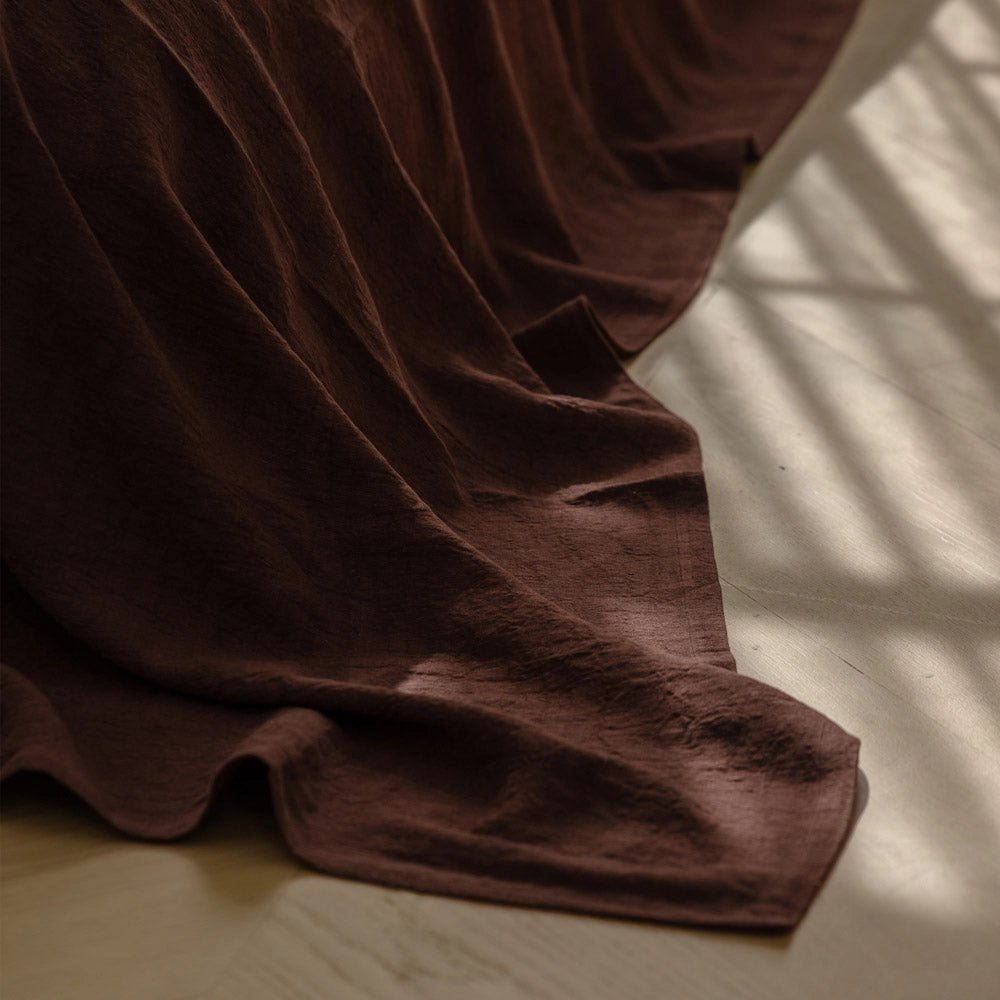 Luca Linen Bed Cover in Chocolate - Annie &amp; Flora
