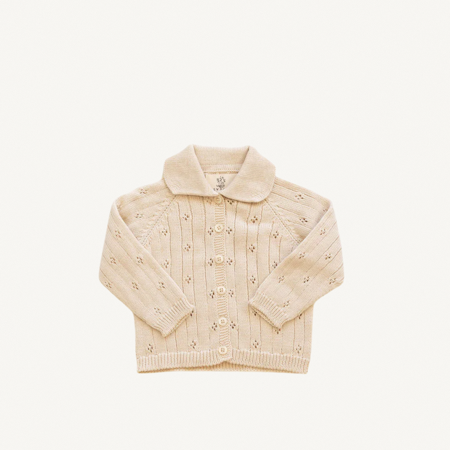 Knit Pointelle Cardigan in Sugar