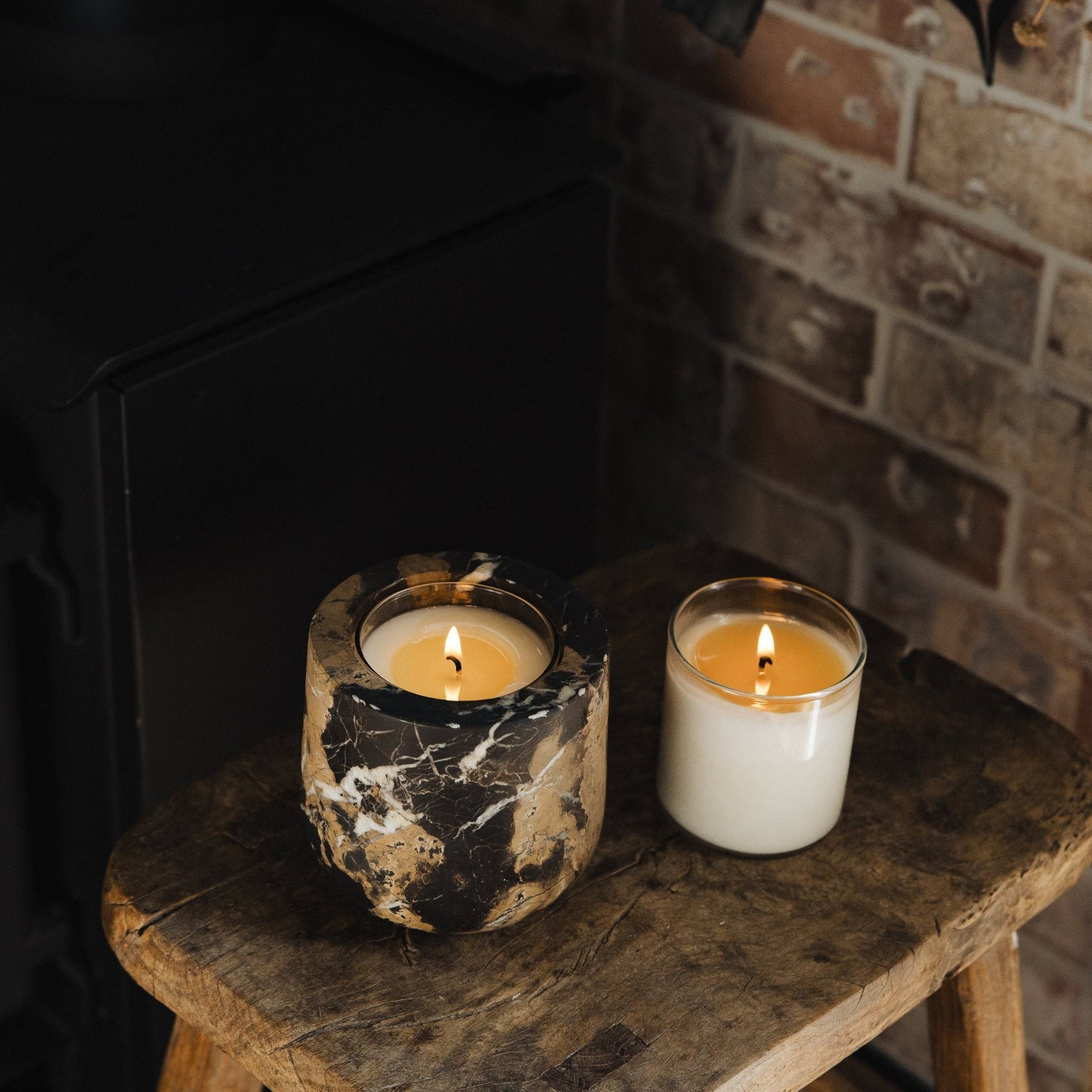 Portoro Marble Candle Vessel - Annie &amp; Flora