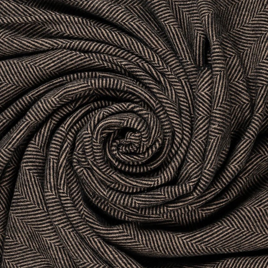 Wool Black Herringbone Throw - Annie & Flora