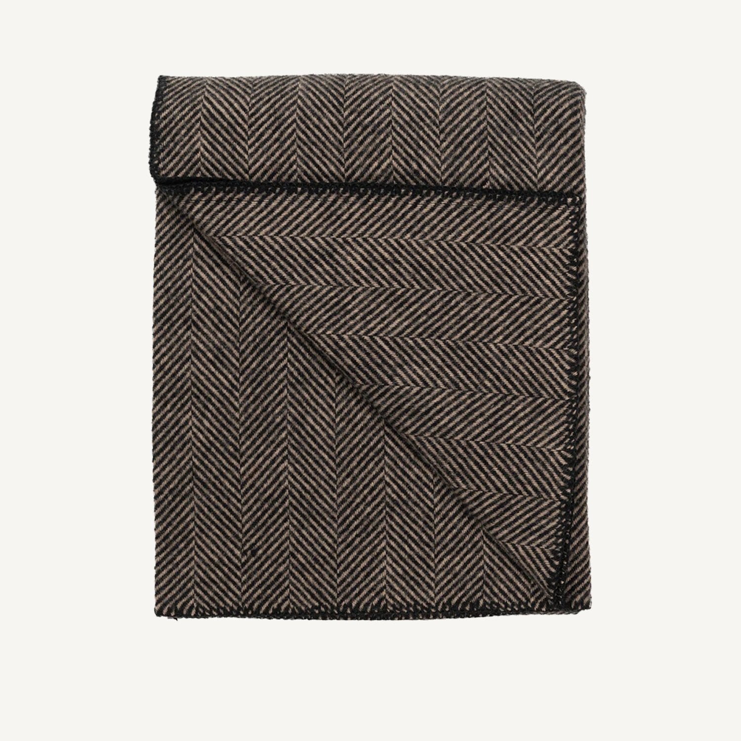 Wool Black Herringbone Throw - Annie & Flora