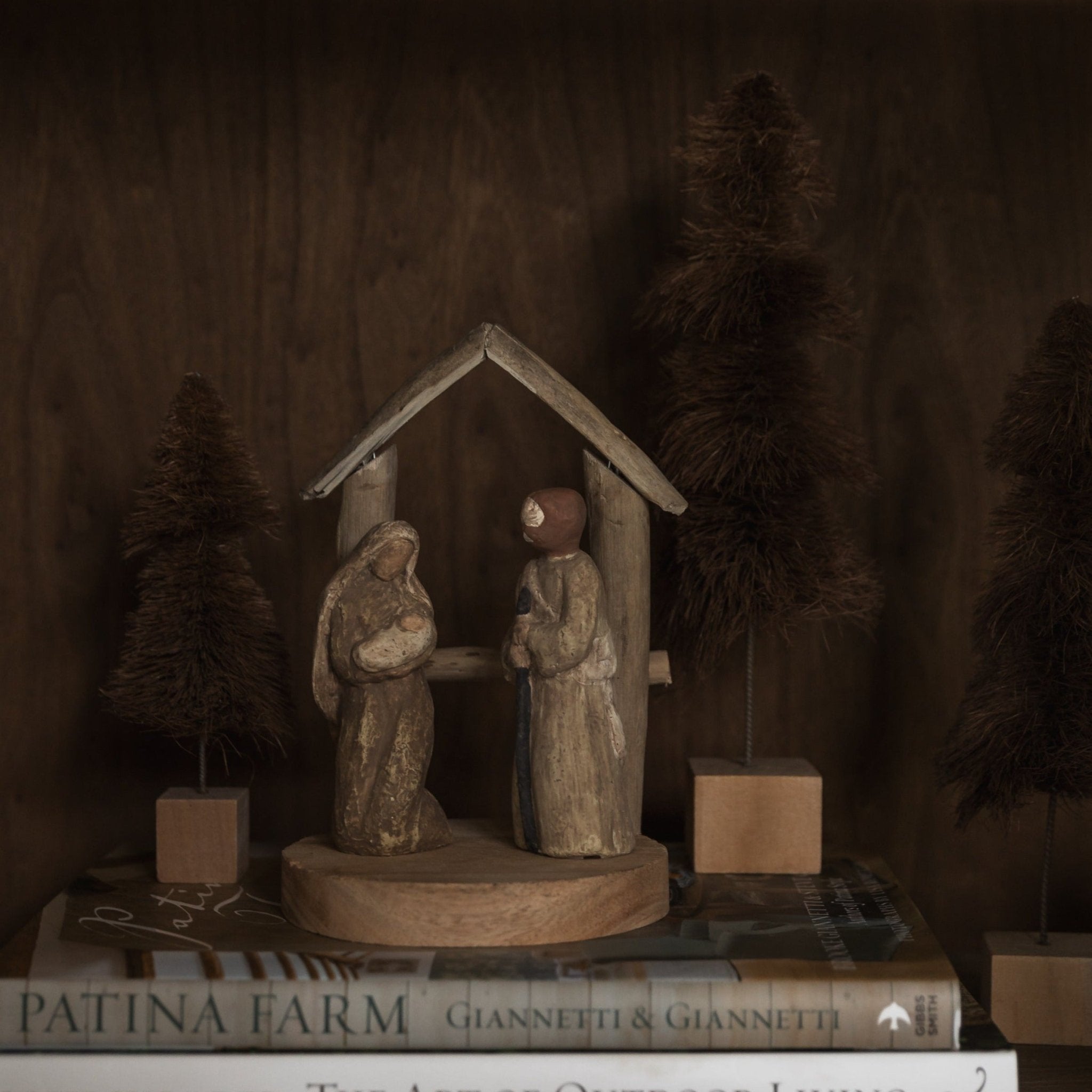 Driftwood & Paper Mache Nativity Scene - Annie & Flora